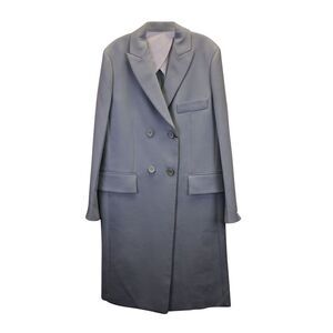 Joseph Tailored Double-Breasted Long Coat in Light Blue Cotton